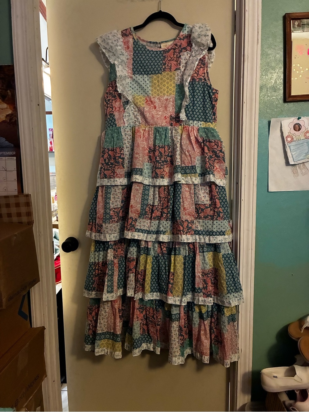 Simply Southern Floral PatchWork Boho Peasant Cottage Dress